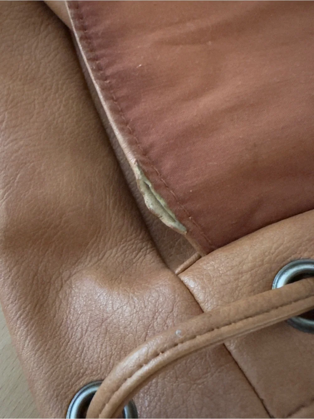 Roxy Brown Faux Leather Drawstring Backpack